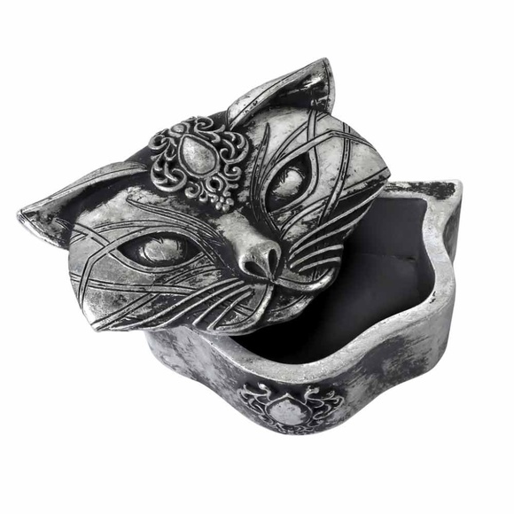 Alchemy Gothic Other - DISCONTINUED!!!  Alchemy Gothic Sacred Cat Trinket Box Silver Resin NEW